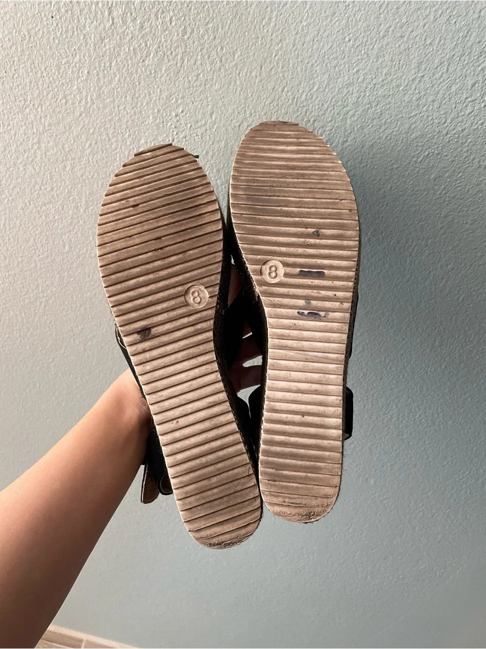 Report | Peppermint Crisscross Black Faux Suede Platform Wedge Sandal